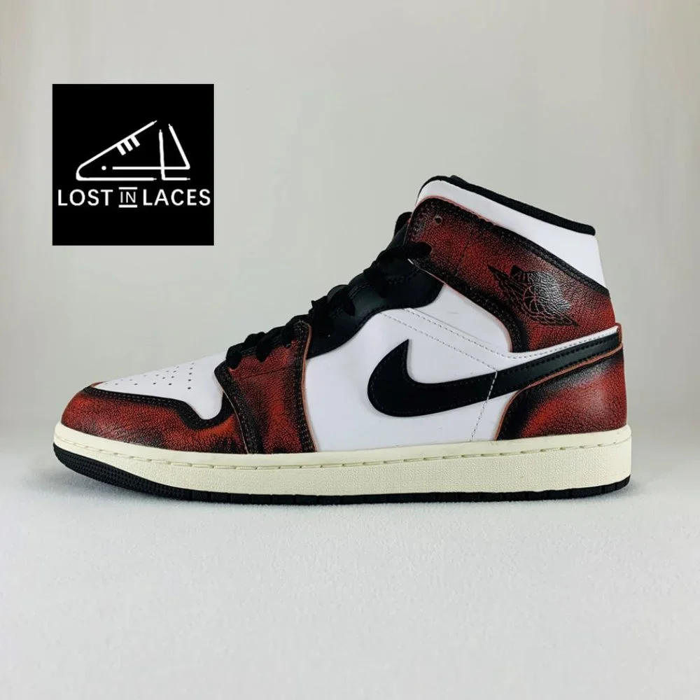 Air Jordan 1 Mid SE Wear-Away Sneakers White (Men's Sizes) New Shoes DV9565-006